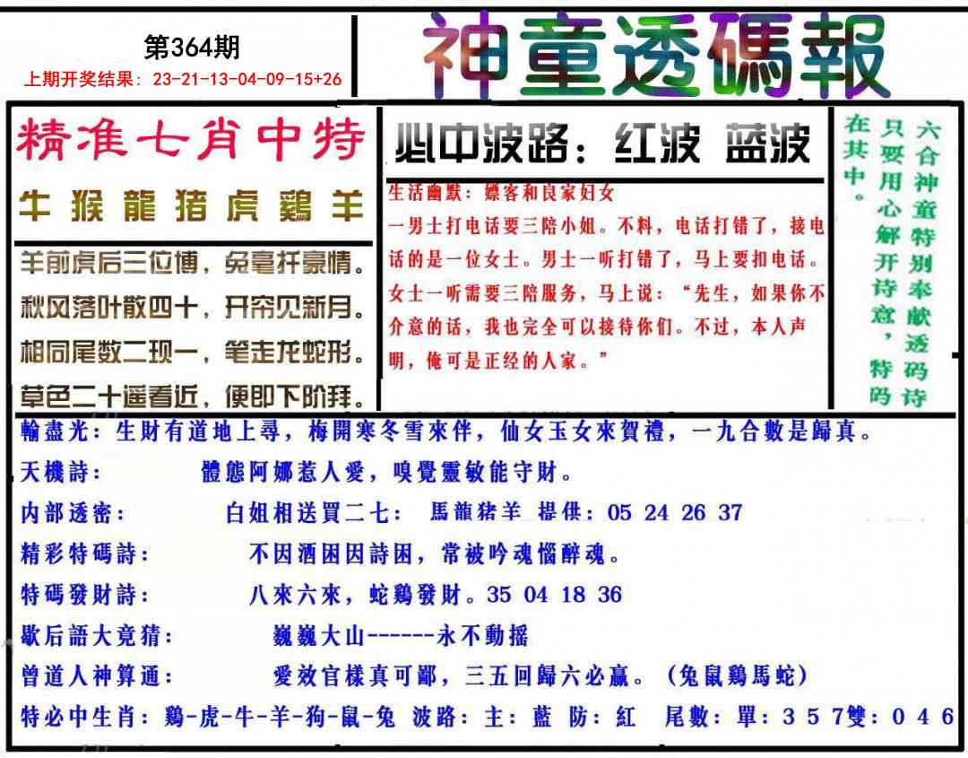 364期神童透码报[图]