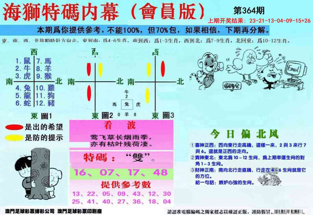 364期另版海狮特码内幕报[图]
