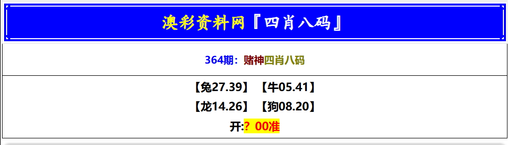 364期赌神四肖八码[图]